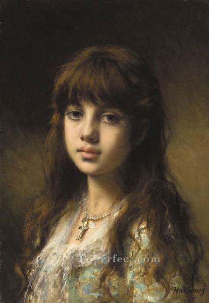 Little Girl girl portrait Alexei Harlamov Oil Paintings